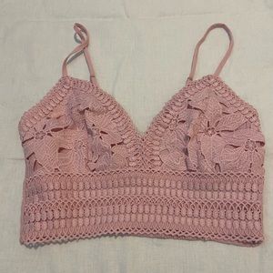 Love tree pink tank top. Size S. Has flower detailing in the front.